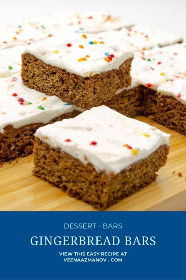 Pinterest image for gingerbread bars.