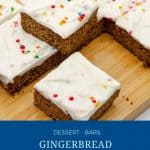 Pinterest image for gingerbread bars.