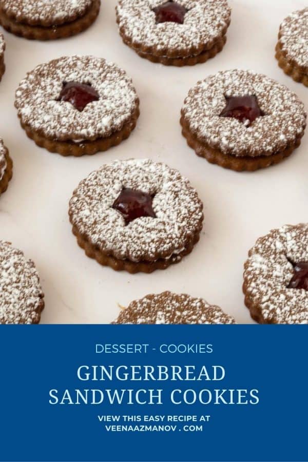 Pinterest image for gingerbread sandwich cookies.