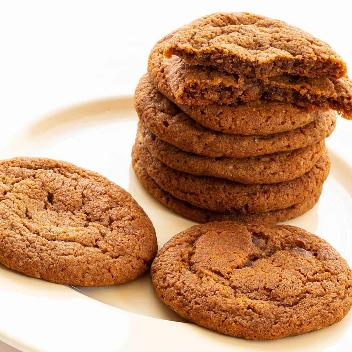 A stack of homemade cookies with ginger.