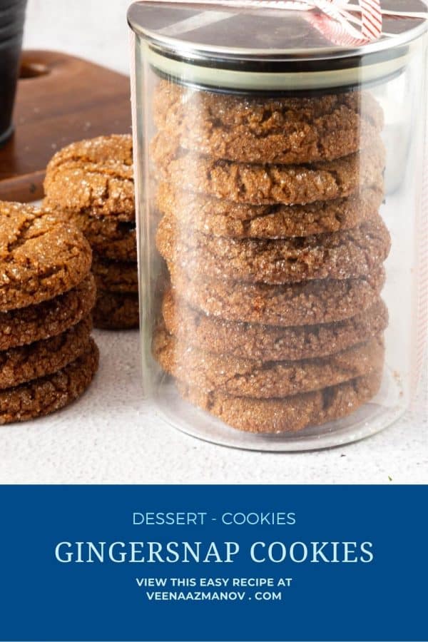 Pinterest image for molasses cookies with ginger.