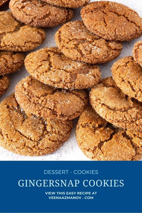 Pinterest image for gingersnap cookies.