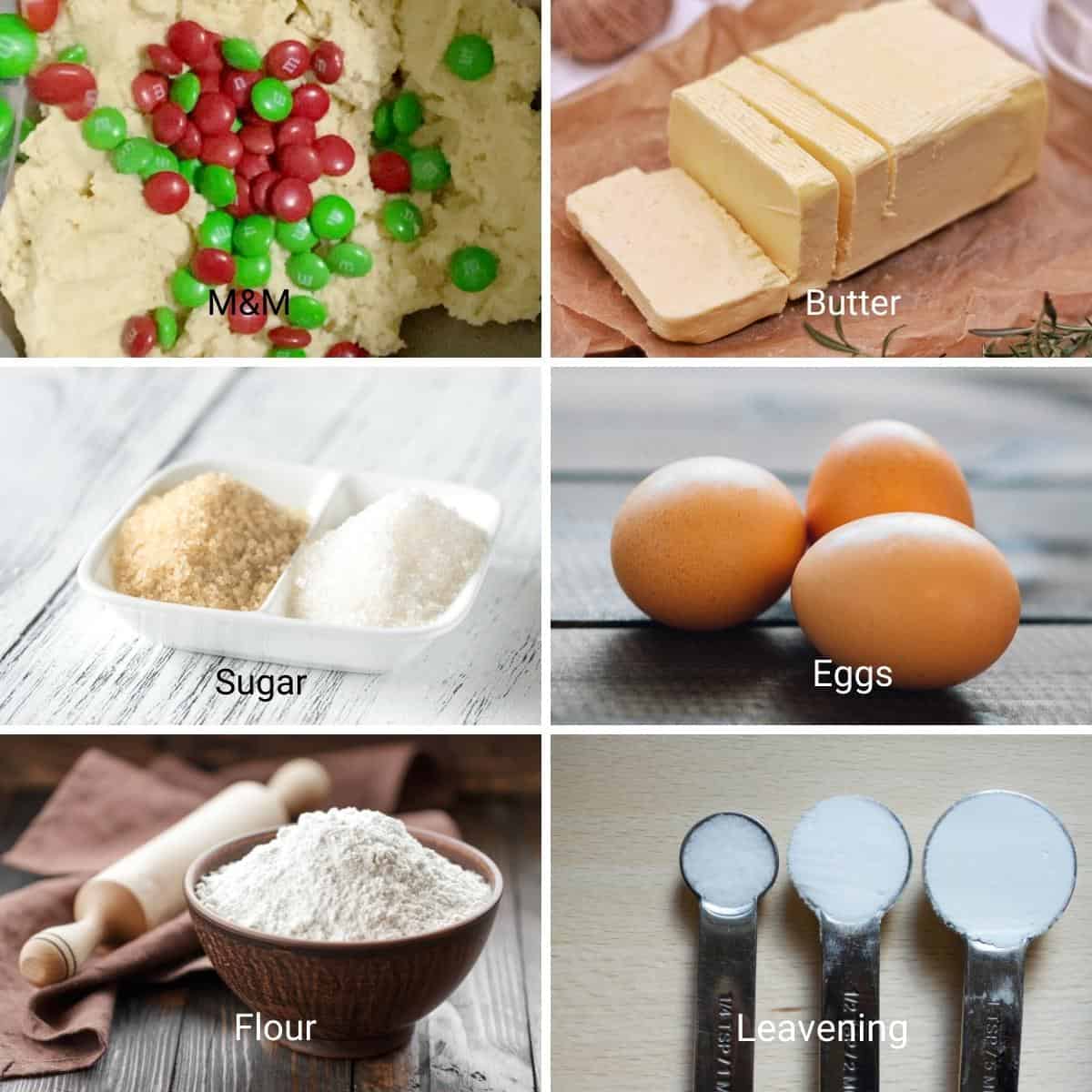 Ingredients for MM Cookies.