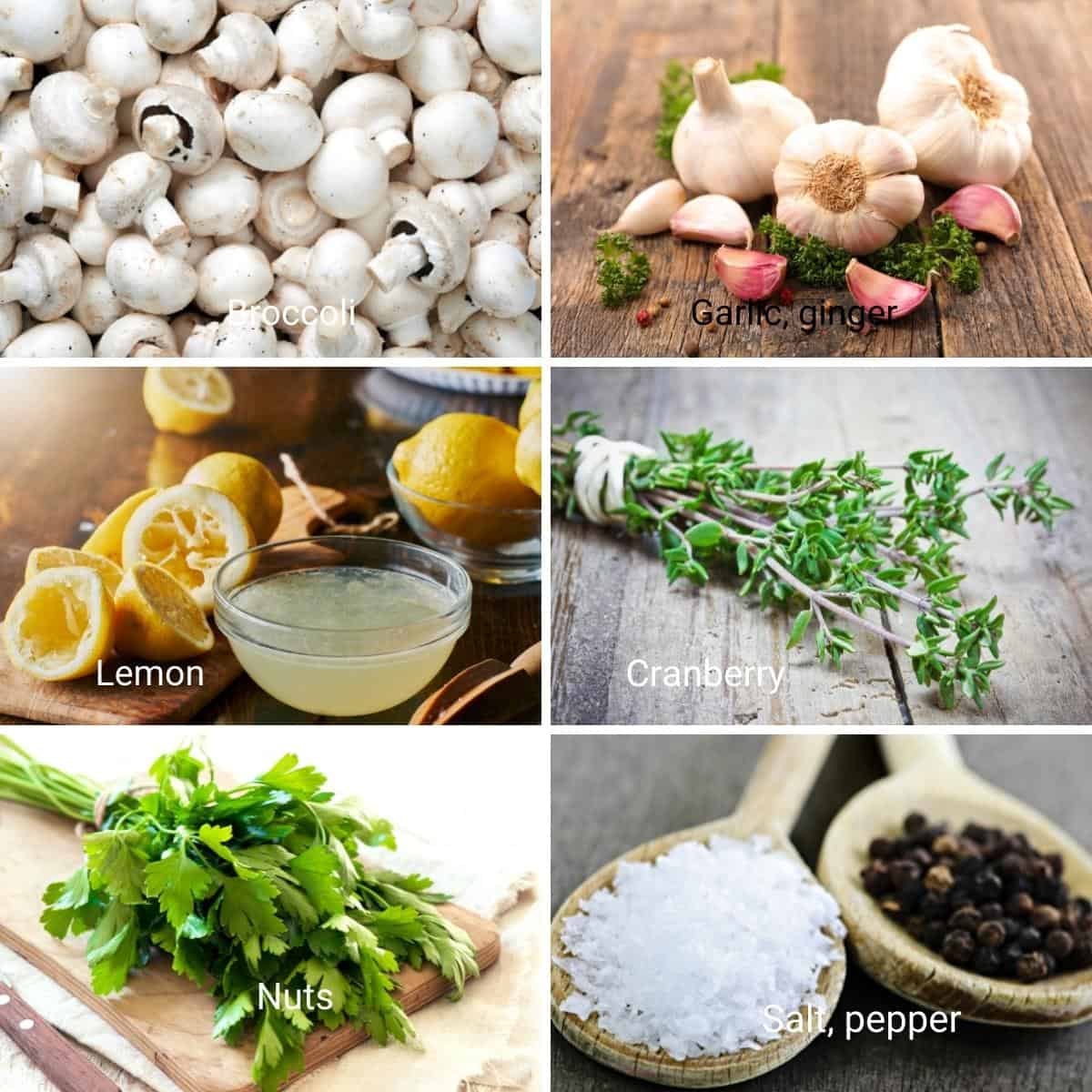 Ingredients for making garlic butter mushrooms.