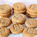 A stack of cookies on the table.
