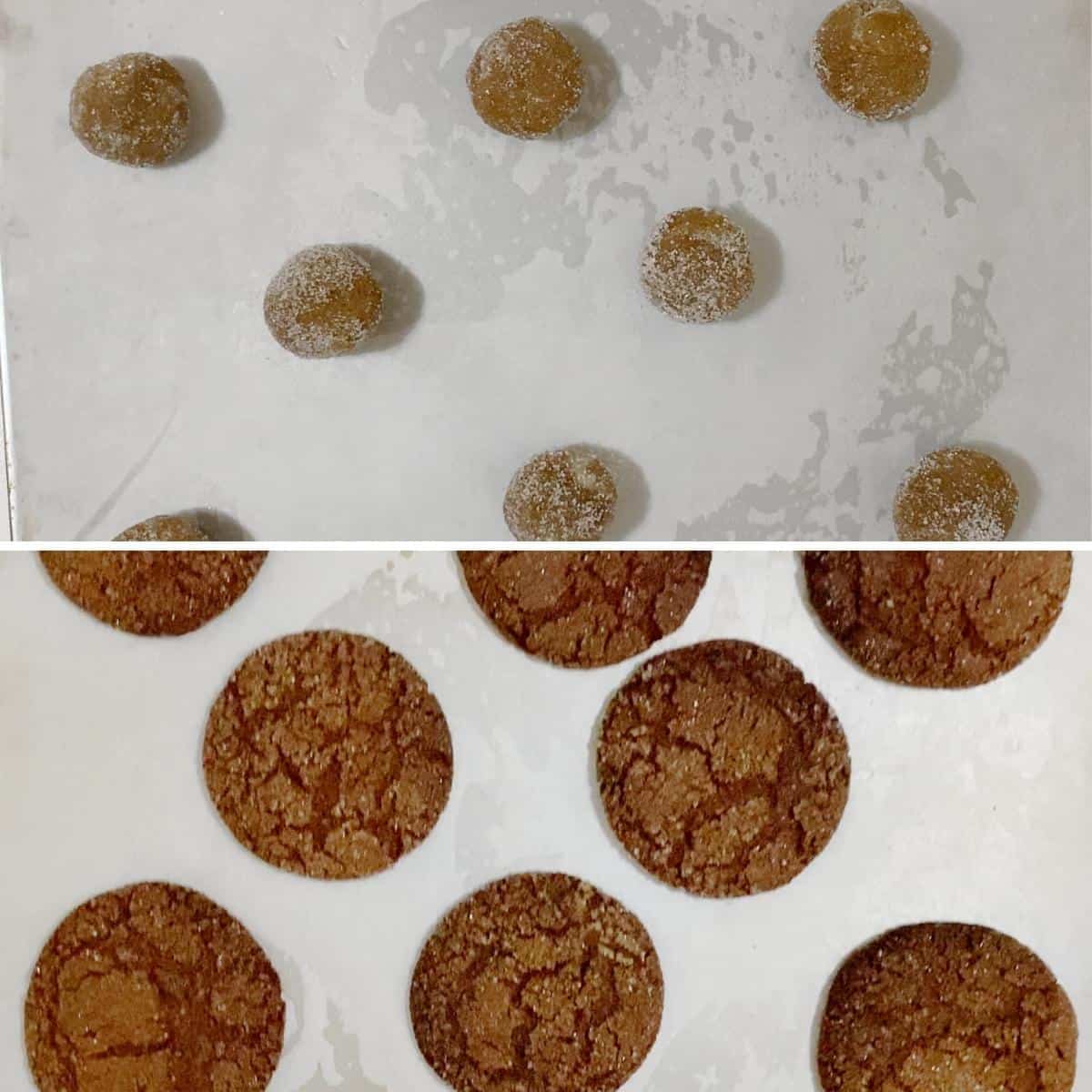 Progress pictures baking the molasses cookies.
