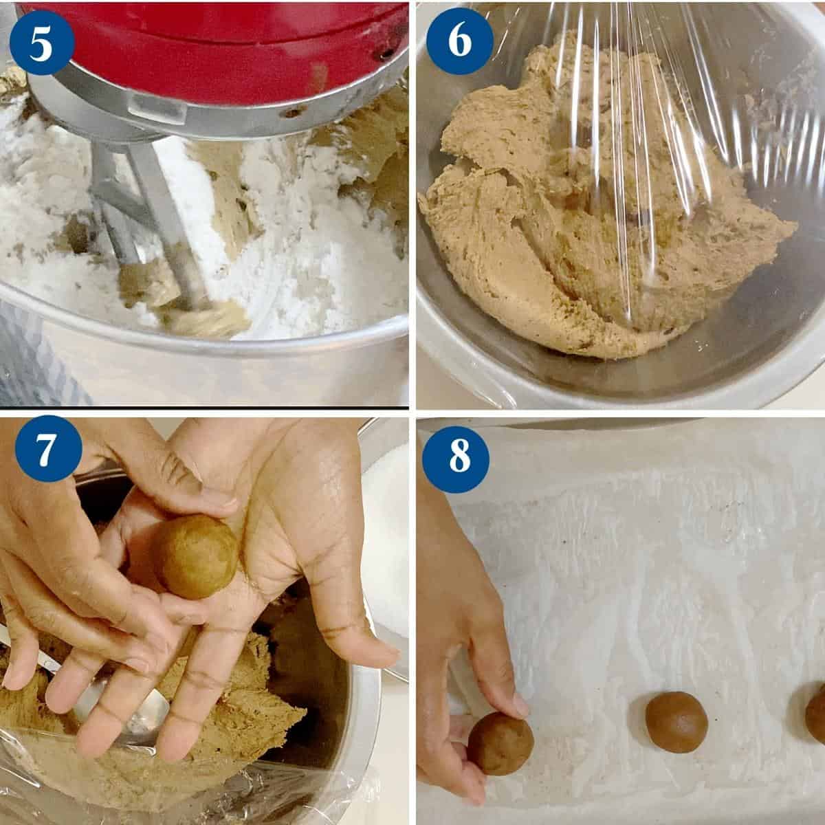 Progress pictures making the cookie dough balls.