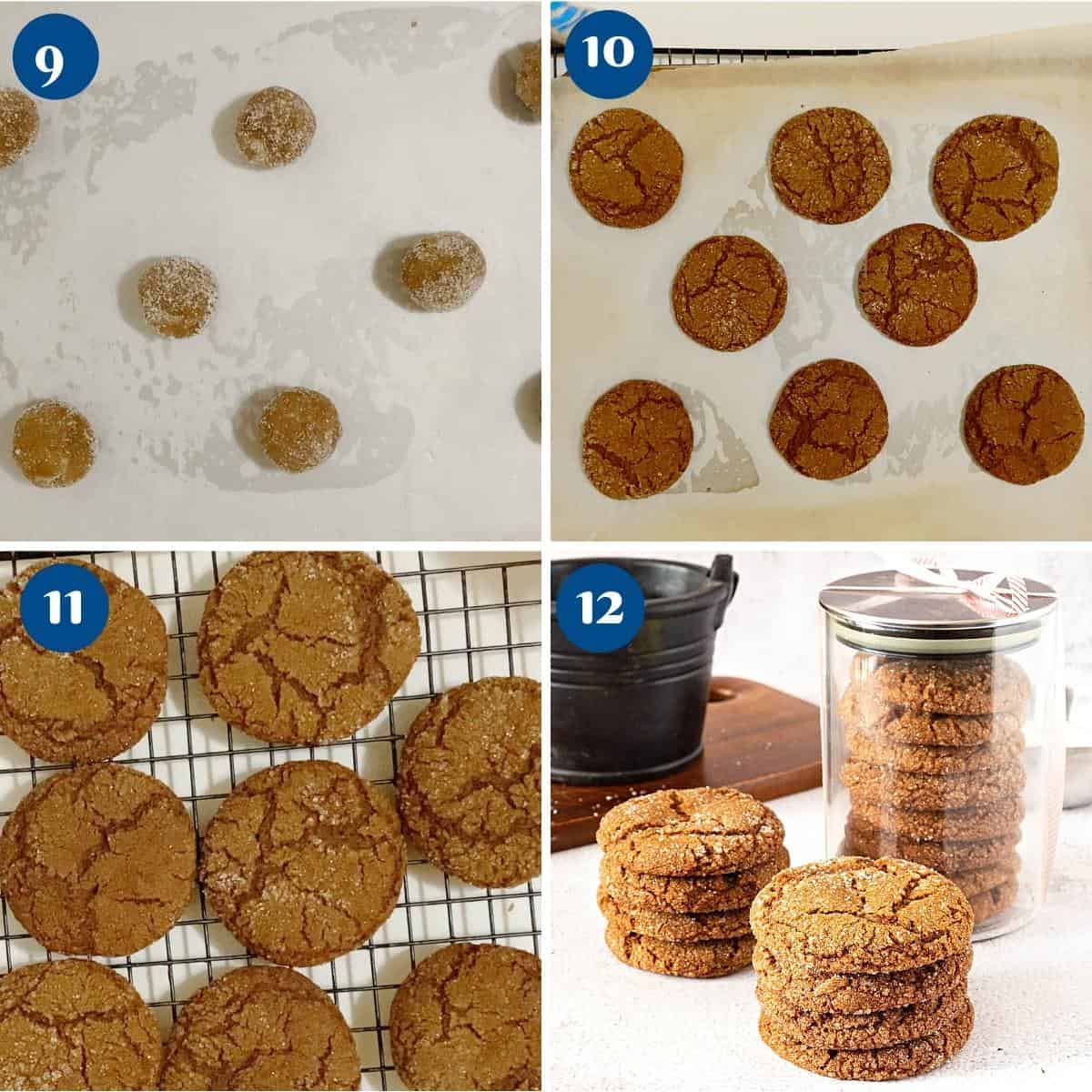 Progress pictures baking the gingersnap cookies.