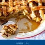 Pinterest image for apple pie with caramel.