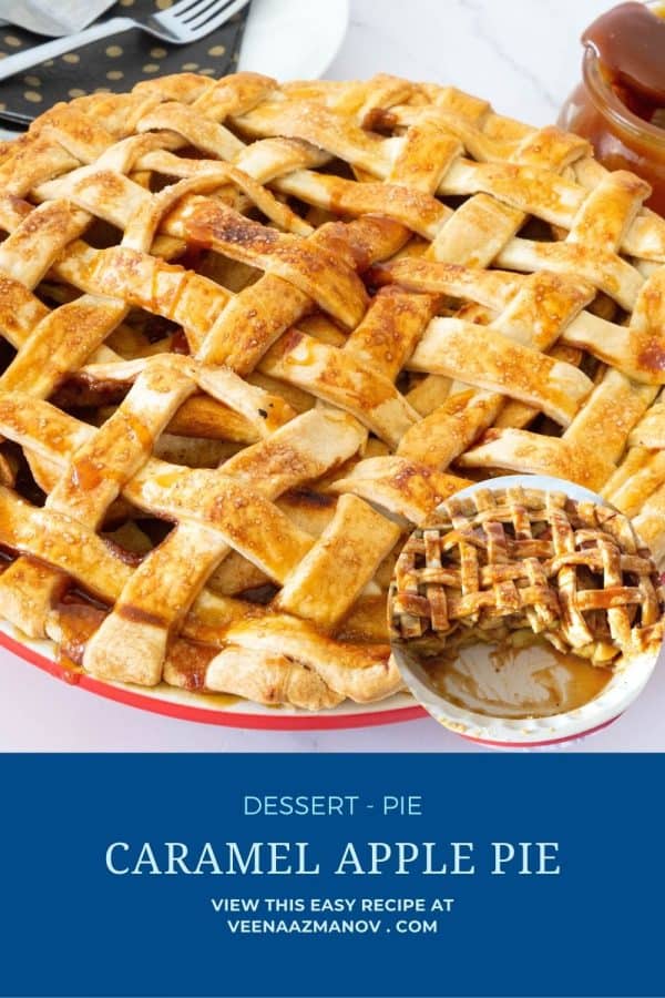 Pinterest image for making caramel apple pie recipe.