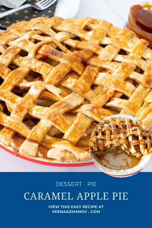 Pinterest image for caramel apple pies.
