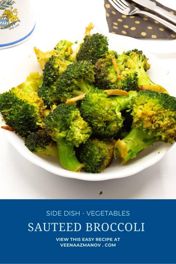 Pinterest image for broccoli sauté.