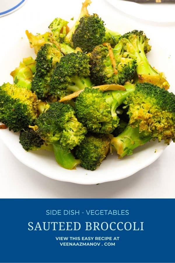 Pinterest image for broccoli sauteed.