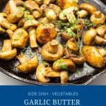 Pinterest image for garlic mushrooms.