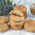 A stack of fresh cinnamon snickerdoodle cookies.