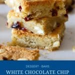 Pinterest image for white chocolate cranberry bars.