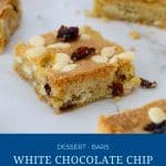 Pinterest image for white chocolate cranberry bars.