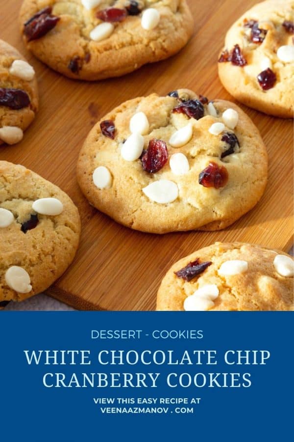Pinterest image for cranberry cookies with chocolate chips.