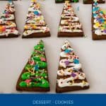 Pinterest image for gingerbread cookies shaped as Christmas Trees.