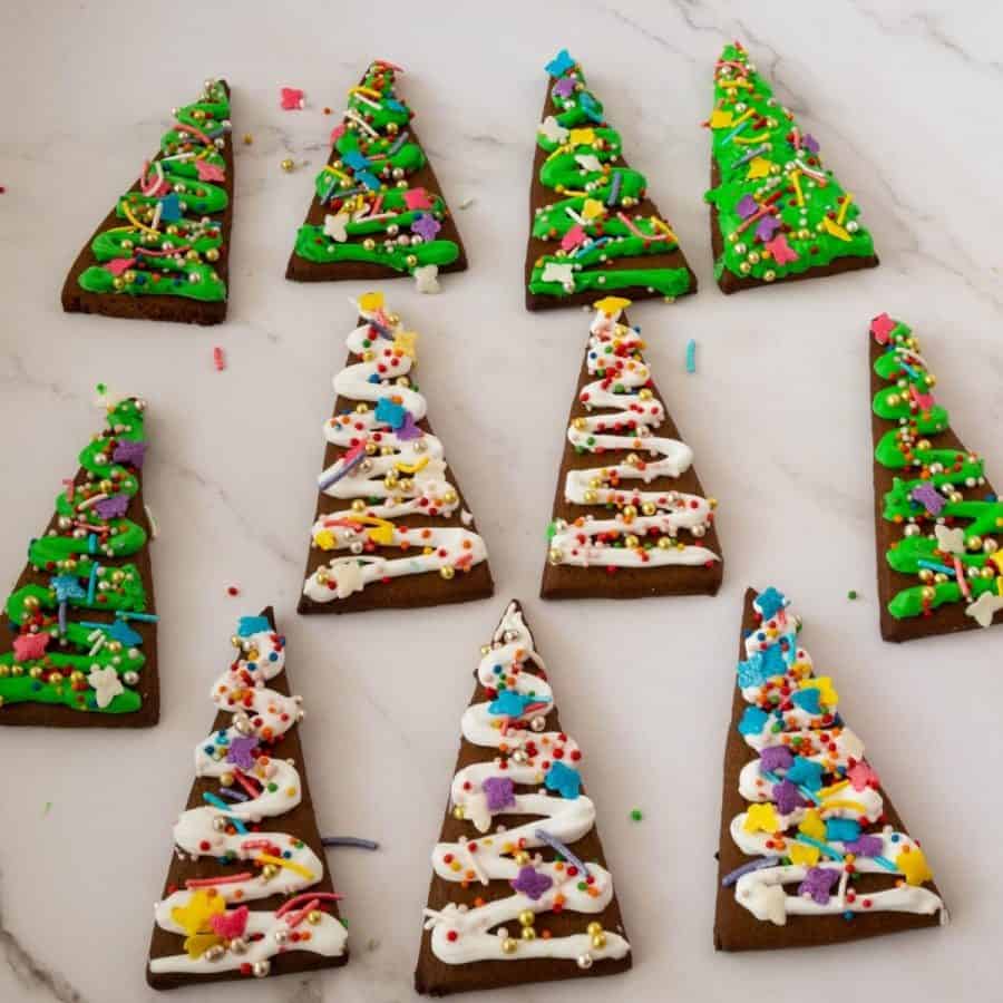 Gingerbread tree cookies for Christmas.