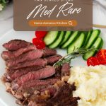 Pinterest image: How to Cook a Medium-Rare Steak on the Stovetop.