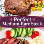 Pinterest image - How to Cook Medium Rare Steak on the Stovetop.