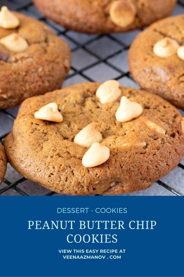 Pinterest image for cookie with peanut butter chip cookies.