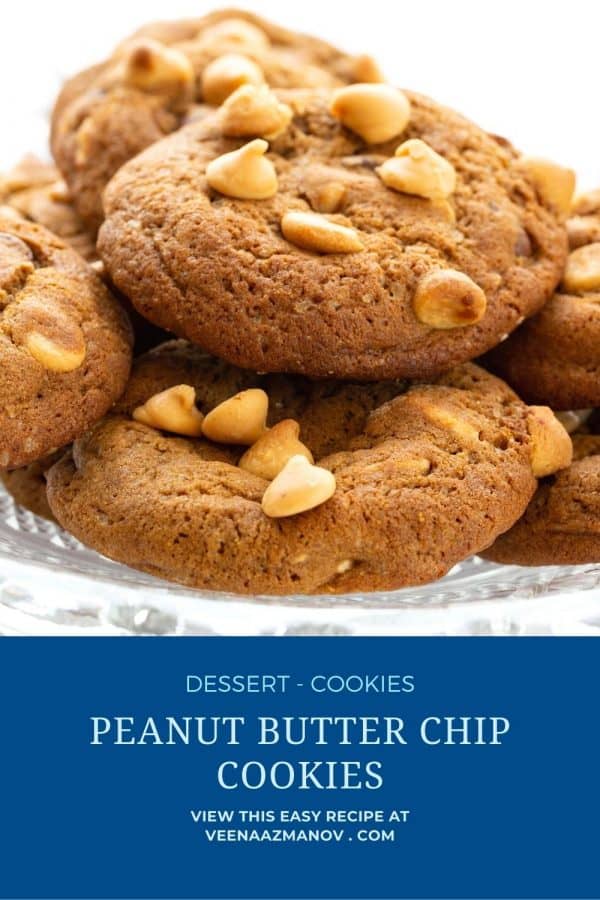 Pinterest image for cookies with peanut butter chips.