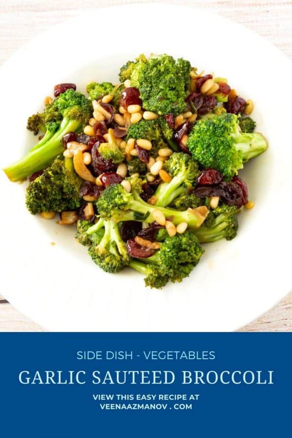 Pinterest image for sautéed broccoli.