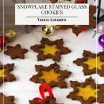 Pinterest image for snowflake gingerbread cookies.