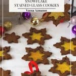 Pinterest image for stained glass snowflake cookies.