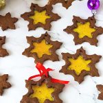 Snowflake cookies on the table.