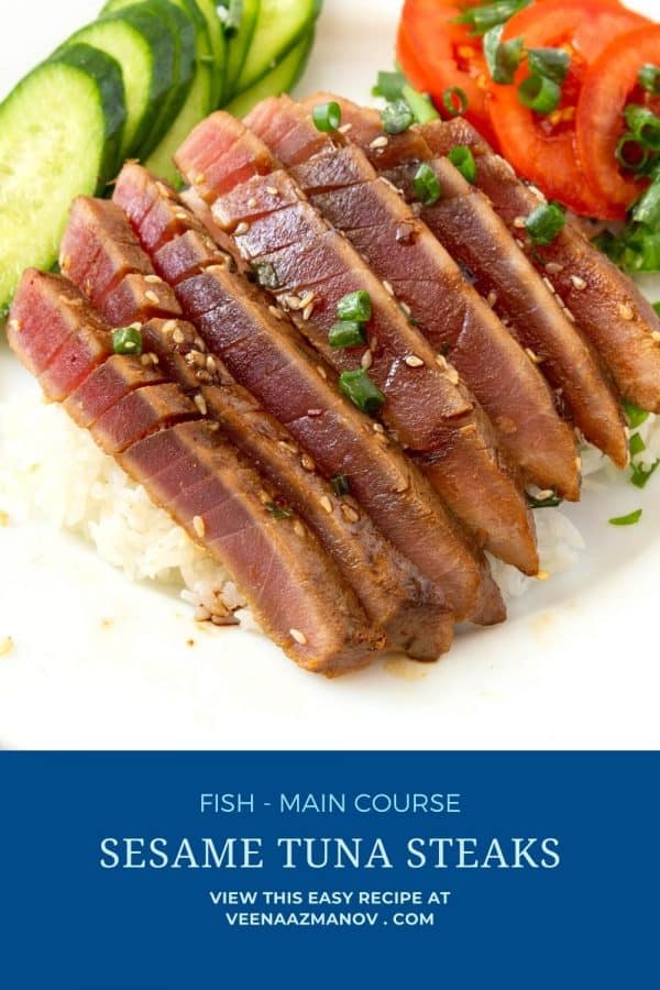 Pinterest image for tuna steaks.