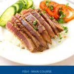 Pinterest image for tuna steaks.