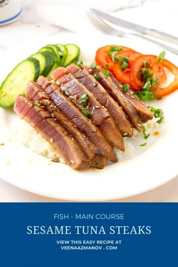 Pinterest image for tuna steaks.