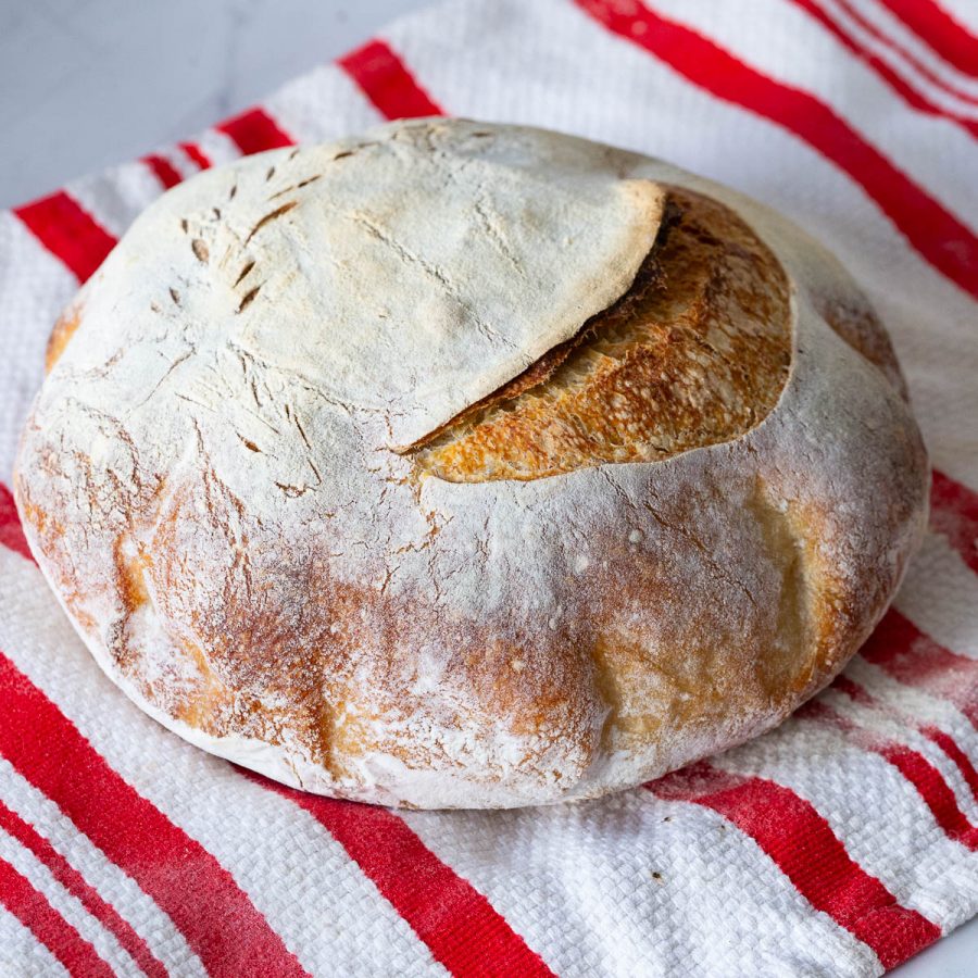 Fresh baked sourdough bred on the table.