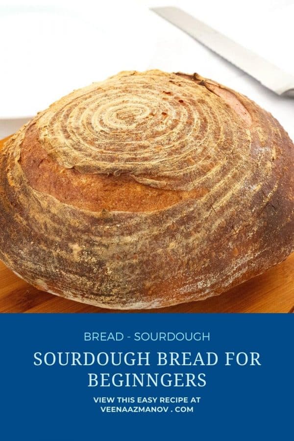 Pinterest image making the sourdough bread recipe.