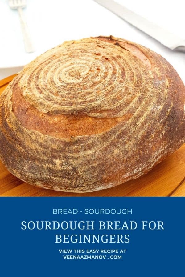 Pinterest image making the sourdough bread recipe.