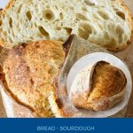 Pinterest image for sourdough bread loaf.