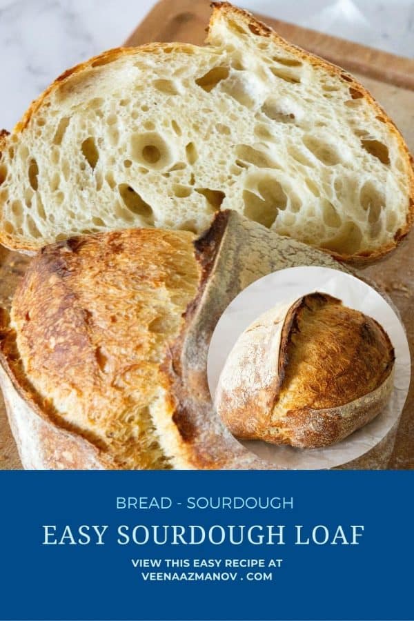 Pinterest image for sourdough bread loaf.