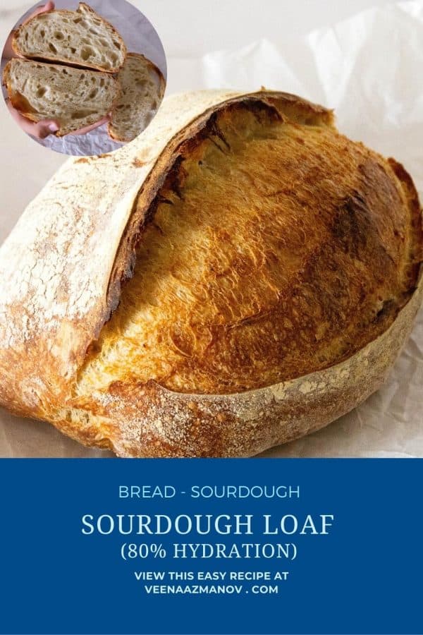 Pinterest image for sourdough loaf bread.