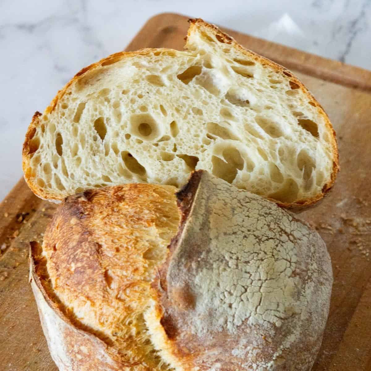 A sliced sourdough loaf bread.