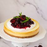 Pinterest image for Cherry Cheesecake aka White Forest Cheesecake.
