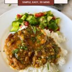 Pinterest image for Saucy Honey Mustard Chicken in 30 minutes.