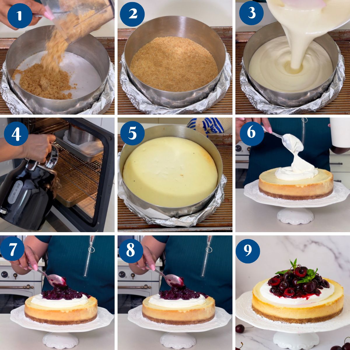 Progress Pictures Making Cherry Cheesecake.
