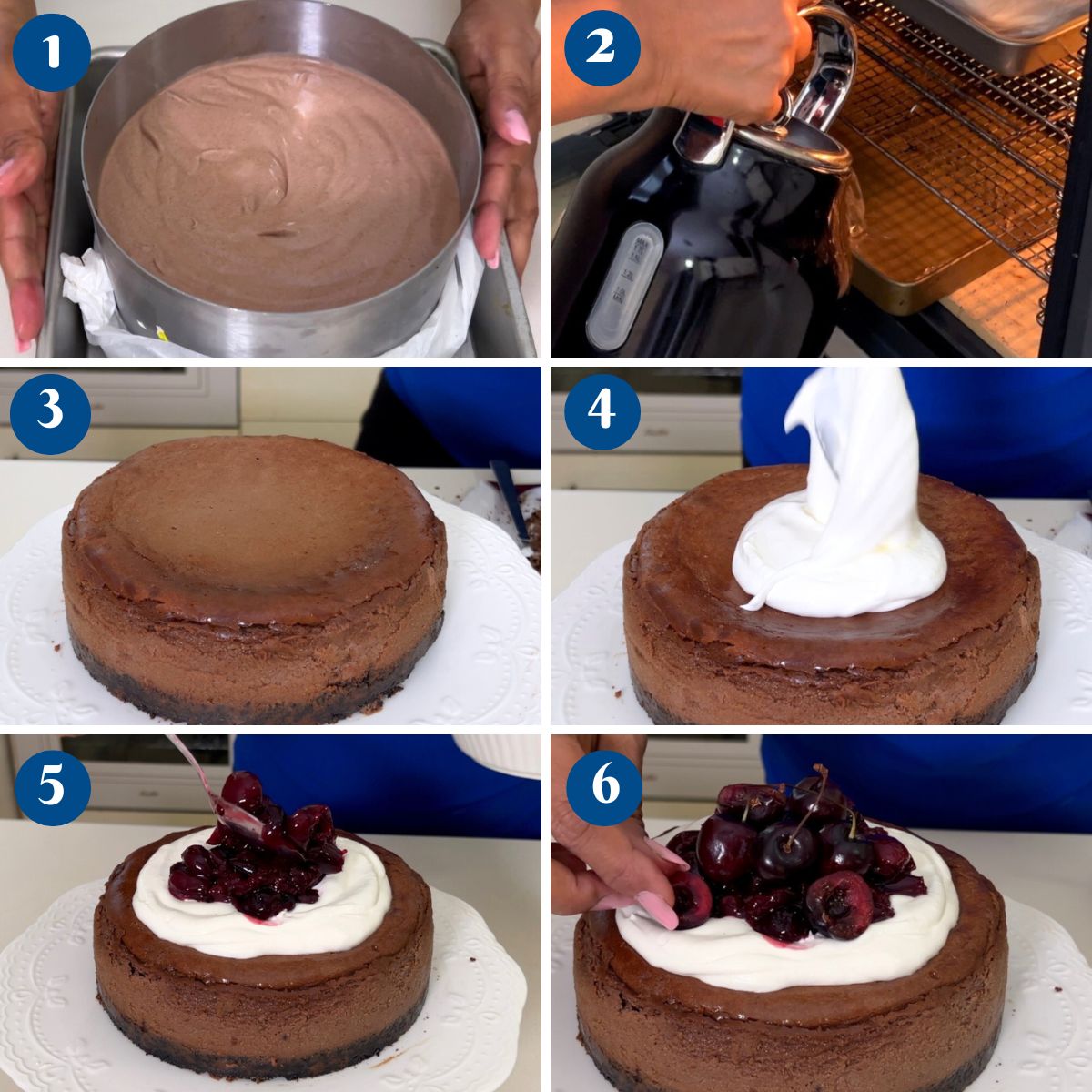 Progress Pictures making Chocolate cherry cheesecake.