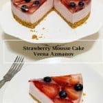 Pinterest image for mousse cake with strawberries.