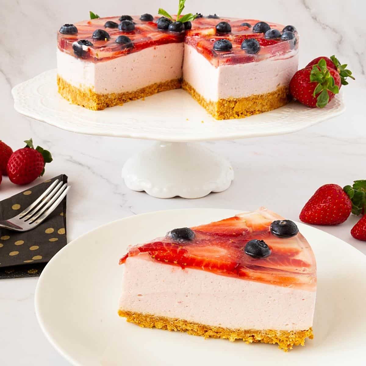 Easiest Strawberry Mousse Cake Recipe (No-Bake)