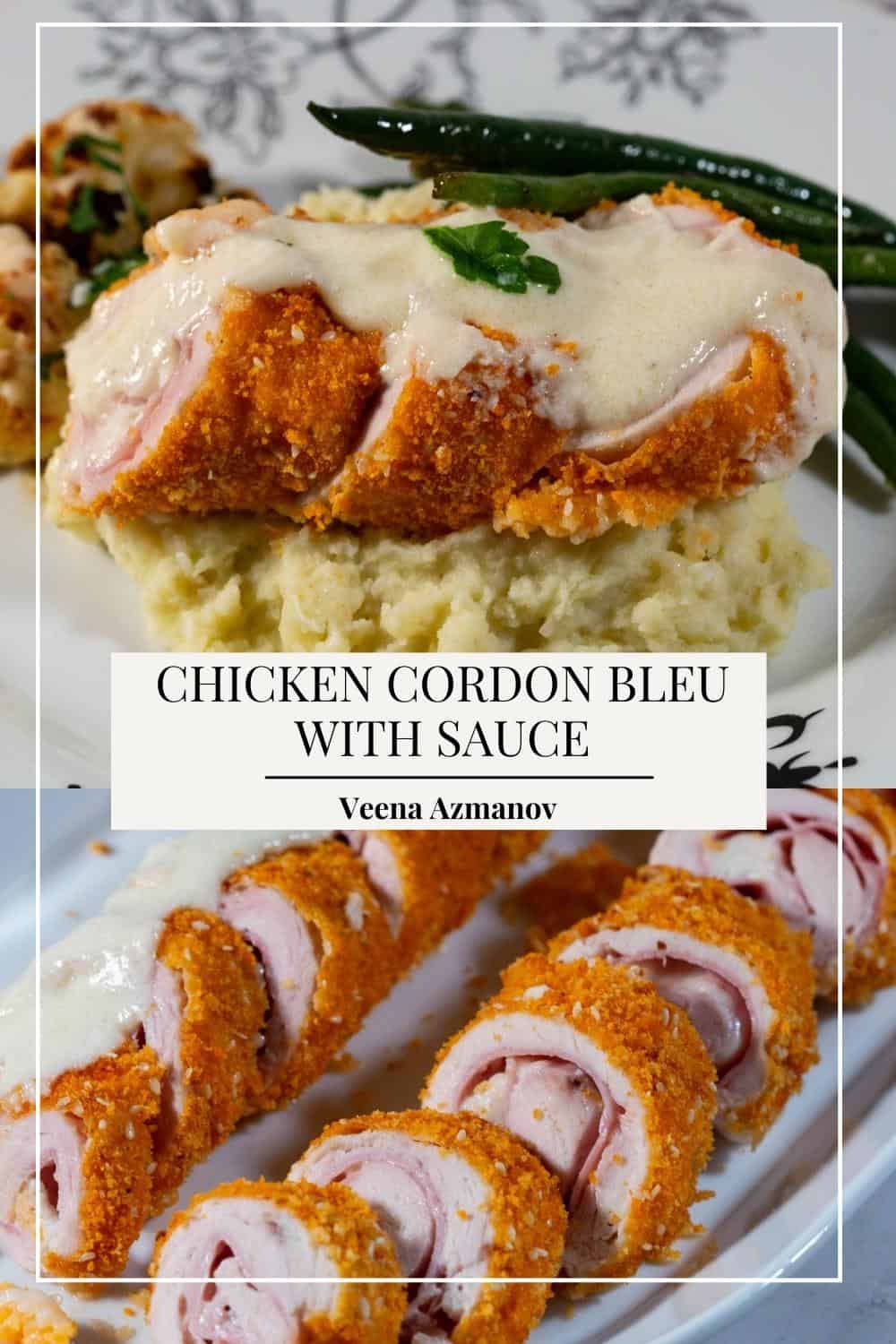 Easy Chicken Cordon Bleu with Sauce  Baked Not Fried  - 91