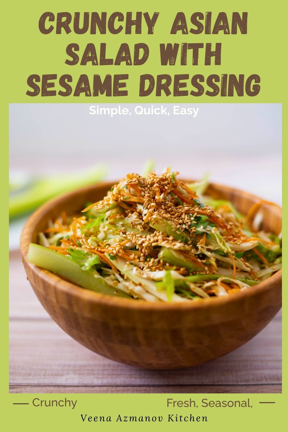 Pinterest image for Asian Salad with Sesame Vinaigrette.
